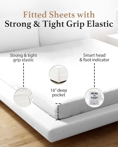 Miniatura 4 de Good Sleep Bedding Sábanas ajustables Twin XL - Sábanas Twin XL extra largas de 800 TC para dormitorio, sábana ajustada 100% algodón egipcio Twin
