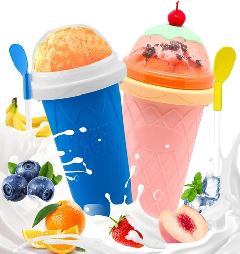 Miniatura 12 de FANS-ONE Taza de Granizado, Juego de 3 Tazas Mágicas Congeladas de Granizado, Taza Reutilizable para Hacer Granizado de Jugo, Helado, Leche, Yogur