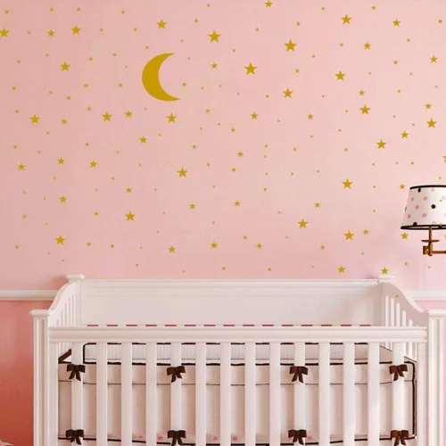 Miniatura 10 de Calcomanía de vinilo con diseño de luna y estrellas, removible para niños, decoración de habitación de bebé, decoración de habitación de bebé, Negro