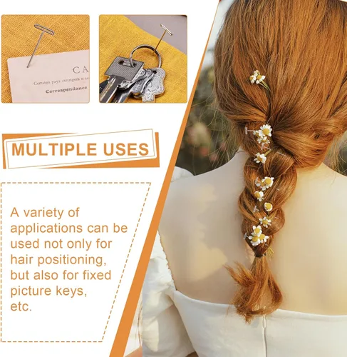 Miniatura 5 de Alfileres en T, 200 pines de costura en forma de T para pelucas y manualidades, kit de pasadores de acero inoxidable con caja transparente