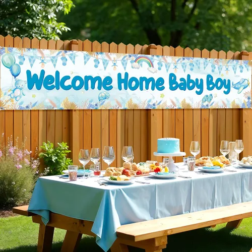 Miniatura 3 de Cartel de bienvenida a casa para bebé niño con texto en inglés "It's a Boy", decoración de baby shower, decoración de patio para niños, revelación