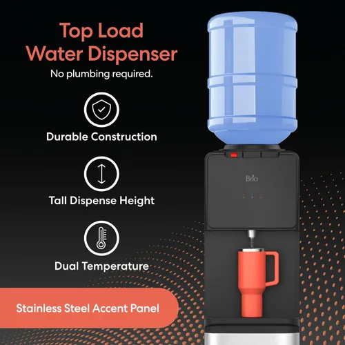 Miniatura 2 de Brio CLTL130SS Serie 130 Dispensador de enfriador de agua de carga superior para botellas de 3 y 5 galones, caliente y frío, carga sin derrames