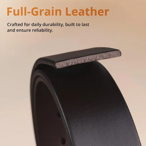 Miniatura 4 de Cinturón Buffway de piel italiana, resistente, cinturones de vestir con hebilla clásica, resistente, informal, para hombre