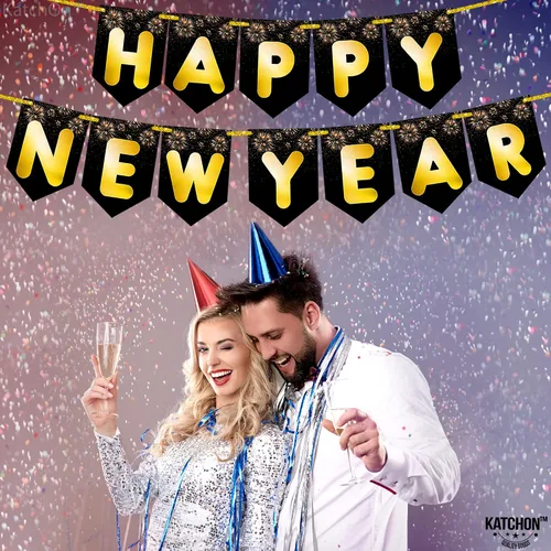 Miniatura 7 de KatchOn Cartel de Feliz Año Nuevo 2025 – Grande de 10 pies, No DIY Cartel de Año Nuevo Telón de fondo para decoraciones Suministros de fiesta