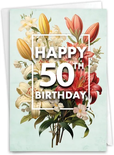 Miniatura 19 de NobleWorks Tarjeta de felicitación de cumpleaños número 50 en blanco con sobre de 5 x 7 pulgadas (1 tarjeta) Bday 50 Year Old Crossing 9966K