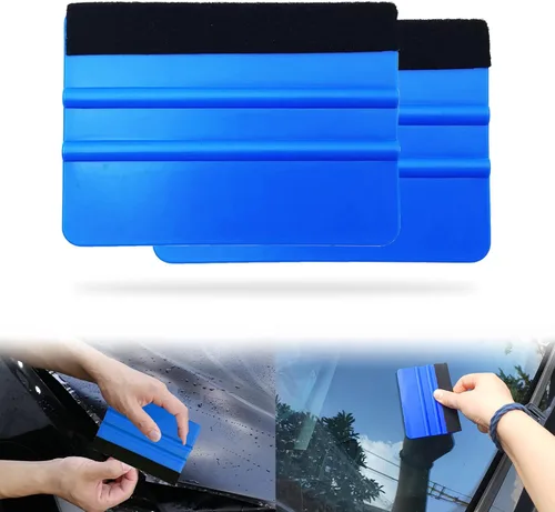 Juego de 2 espátulas para vinilo, juego de herramientas de envoltura de fieltro con borde de fieltro, escobilla de vinilo con borde de fieltro de