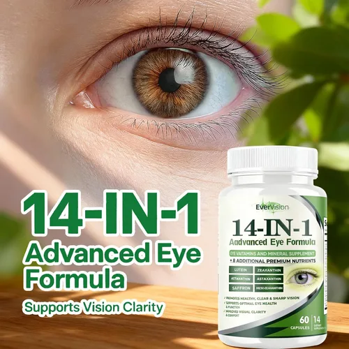 Miniatura 5 de Evervision 14 en 1 fórmula avanzada para ojos, suplemento de vitaminas y minerales para los ojos, 60 cápsulas, 2