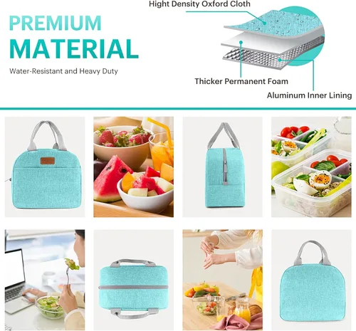 Miniatura 5 de Bolsa de almuerzo para mujeres y hombres, lonchera aislada para adultos, pequeña lonchera hermética enfriadora, contenedores de comida para almuerzo