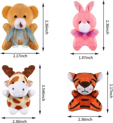 Miniatura 2 de Skylety 32 piezas de mini juguetes de peluche de animales surtidos lindos animales llavero decoración pequeños juguetes de peluche regalo a granel