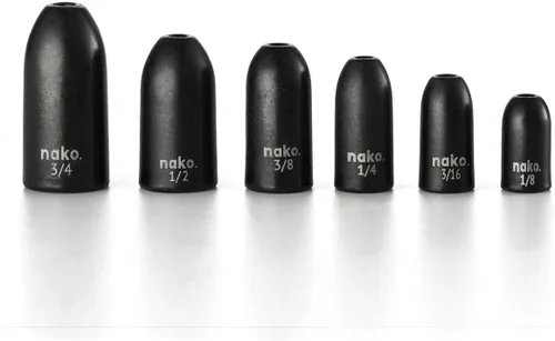 Nako - Pesas de bala de tungsteno para pesca, de 1/32 oz a 3/4 oz, color calabaza negra y verde sin astillas, pesas de pesca para aparejo de Texas,