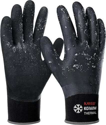 Miniatura 26 de KAYGO Guantes de trabajo impermeables para hombres y mujeres, guantes de trabajo recubiertos de goma antideslizantes para jardín, construcción al