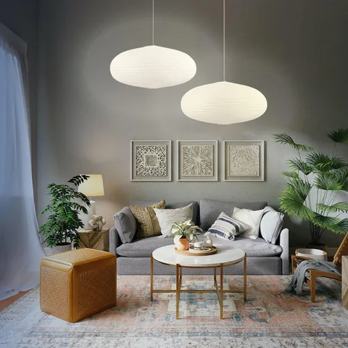 Miniatura 5 de Linternas de papel blanco, lámpara de linterna de papel Noguchi, linterna de papel colgante grande de 20.87", farol de papel de arroz chino/japonés