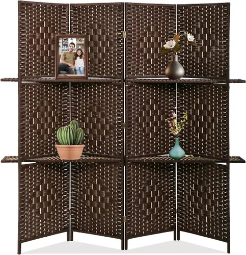 Divisores de habitación y pantallas plegables de privacidad, 4 paneles de 67 pulgadas de alto, divisor de separación de habitación portátil con 2