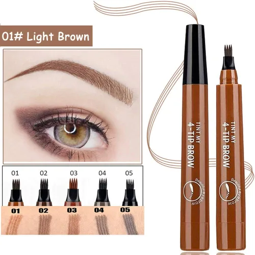 Miniatura 2 de Lápiz de cejas Microblading con 4 puntas de tenedor, crea maquillaje duradero, cubierta de lápiz de cejas natural profesional, áreas dispersas