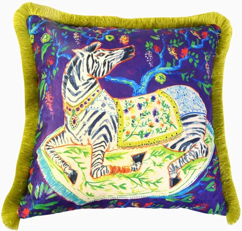 Miniatura 20 de Funda de almohada con patrón de leopardo, funda de almohada de terciopelo única, cojín de borla azul, almohada decorativa para decoración del hogar