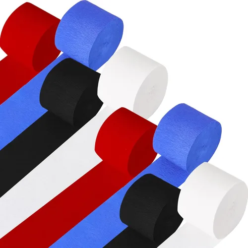 Miniatura 19 de Kit de serpentinas de papel crepé, 8 rollos de 656 pies, negro, morado, azul, verde, a granel para decoración de videojuegos, fiestas, cabina
