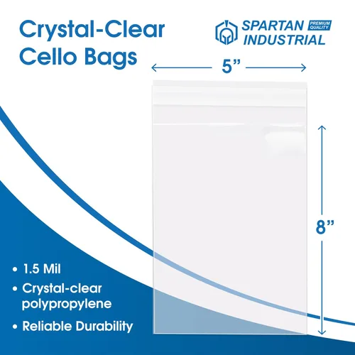Miniatura 2 de Spartan Industrial - 5" X 8" (1000 unidades) Bolsas de celofán transparentes resellables para joyería, golosinas, recuerdos de fiesta - autoadhesivas