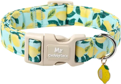 Miniatura 5 de MR.CHUBBYFACE· Collar de perro de primavera y verano, lindos collares de perro de limón verde, collar ajustable de tela natural suave para perros