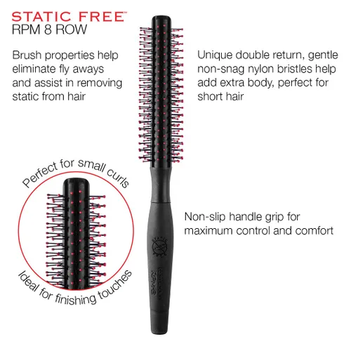 Miniatura 4 de Cricket Cepillo de pelo redondo sin estática RPM 8 filas - para rizar, secar, desenredar y peinar húmedo o seco, adecuado para todo tipo de cabello