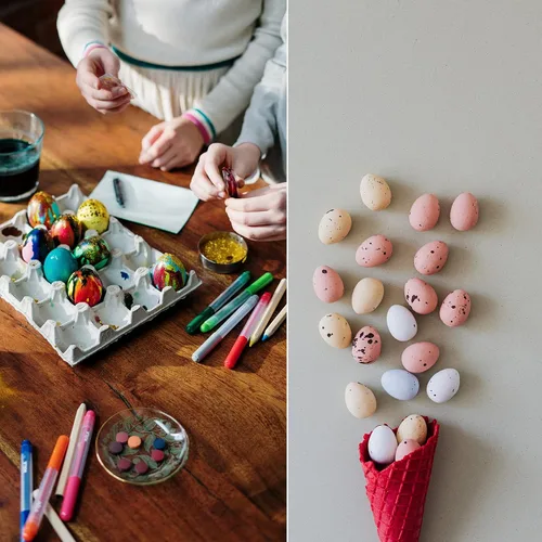 Miniatura 5 de Youuys Huevos de Pascua de madera para niños, huevos moteados de Pascua sintéticos, arte de bricolaje para manualidades para decoración del jardín