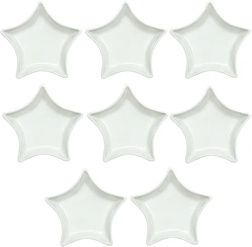 Miniatura 12 de SOCOSY Plato de cerámica multiusos en forma de estrella blanca para condimentos, platos para sushi, aperitivos, platos para servir platos