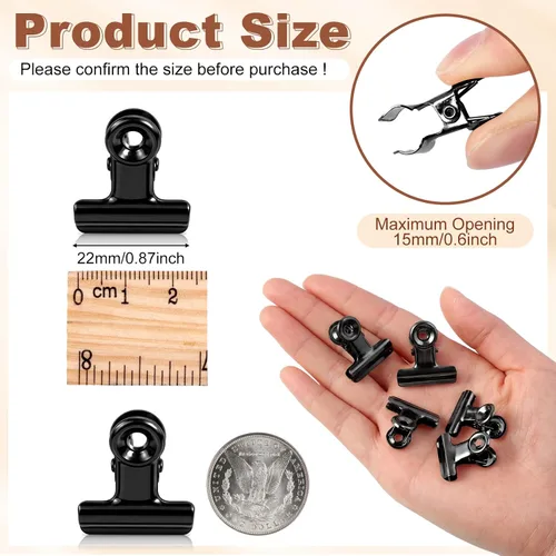 Miniatura 3 de Kisston 5 Pcs Metal Clips Hinge Clips 0.87 Inch Small Bull Binder for Office, Paper, Photos, Picture, Maps, Poster, Drawings, Art Work, Papers