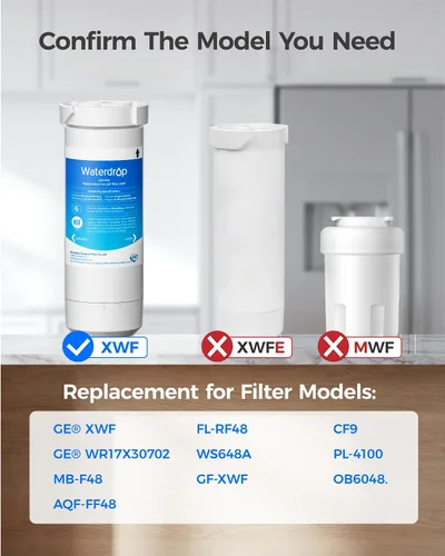 Miniatura 2 de Waterdrop XWF Reemplazo para refrigerador GE® XWF, filtro de agua GE® XWF, WR17X30702, 4 filtros (No XWFE®, sin chip)
