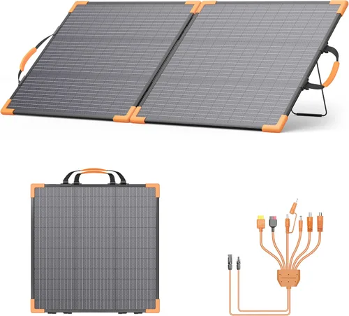 Miniatura 9 de Panel solar portátil bifacial de 200 vatios, cargador solar plegable de 20 V para estación de energía, IP68 impermeable, 23.5% de alta eficiencia