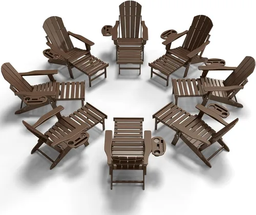 Miniatura 37 de NAVINE Silla Adirondack ajustable con reposapiés retráctil, Silla Adirondack plegable de HDPE con portavasos, Silla Adirondack para todo el tiempo