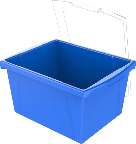Miniatura 3 de Storex Contenedor de almacenamiento de 4 galones con tapa, organizador de plástico para libros y suministros, azul, paquete de 6 (61412U06C)