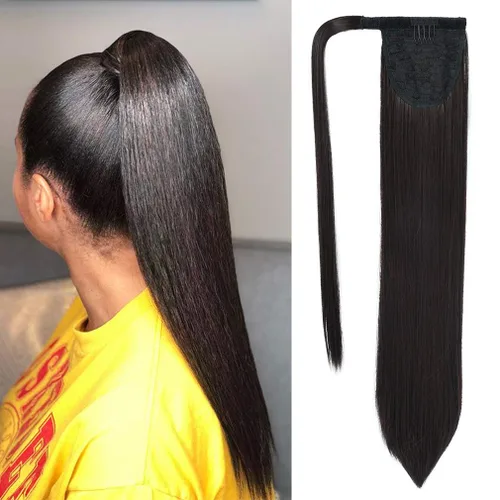 Miniatura 26 de SEIKEA Extensión de cola de caballo con clip alrededor del cabello lacio para mujer (12 pulgadas, negro)