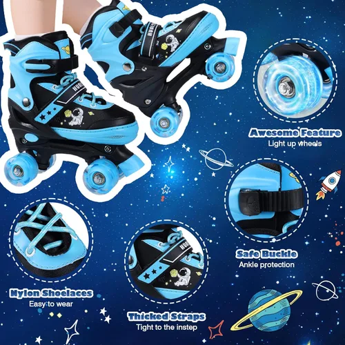 Miniatura 4 de Patines de Ruedas, Patines de Ruedas Ajustables de 4 Tallas para Niños, Ruedas con Luces y Adorables Diseños de Dibujos Animados, Múltiples Capas