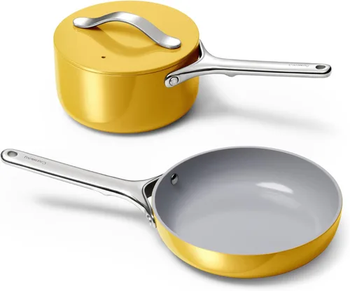 Miniatura 12 de Caraway Juego de mini utensilios de cocina, sartén antiadherente de cerámica (1.05 cuartos de galón, 8 pulgadas) (1.75 cuartos de galón) y estante