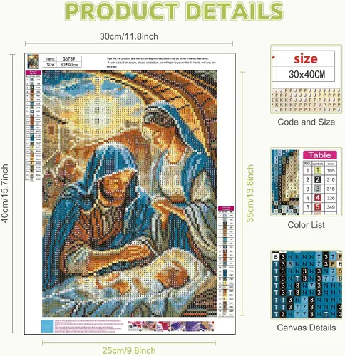 Miniatura 2 de LWZAYS Juegos de pintura de diamantes de Navidad para adultos, kits de arte de diamantes nacidos en Jesús para principiantes, Cristo, pinturas