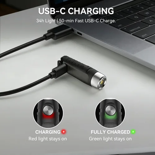 Miniatura 4 de S12PLUS-2 EDC Llavero linterna recargable, 610 lúmenes mini linterna con imán y clip, linterna de bolsillo USB C y luz lateral 6 modos