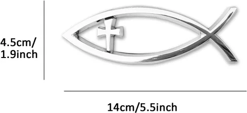 Miniatura 2 de Emblemas cristianos de Jesús en forma de pez para coche - Emblema de pez plateado cromado para coche, camioneta, distintivo, calcomanía