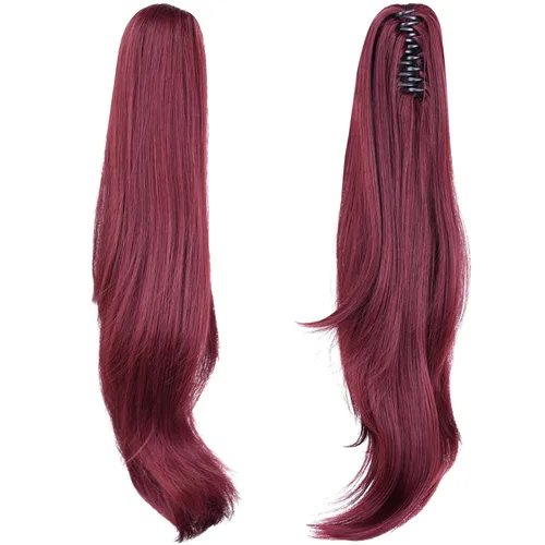 Miniatura 35 de Extensión de cola de caballo, extensiones de cabello con clip de garra de 24 pulgadas, extensiones de cabello largo y lacio, extensión de cabello
