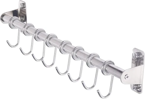 Miniatura 11 de Dseap Soporte para utensilios de cocina, soporte de pared para ollas y sartenes, riel de cocina con 8 ganchos para colgar utensilios de cocina