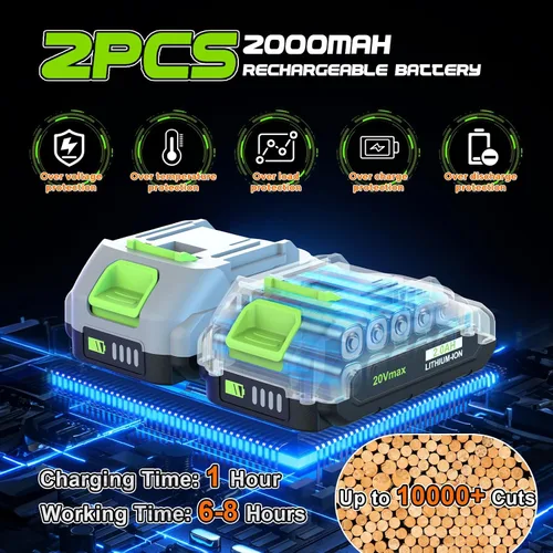 Miniatura 6 de Tijeras de poda con mástil 2 en 1 inalámbricas, tijeras de poda eléctricas con pantalla LCD, mástil extensible de 2.7m para recortar árboles, con 2