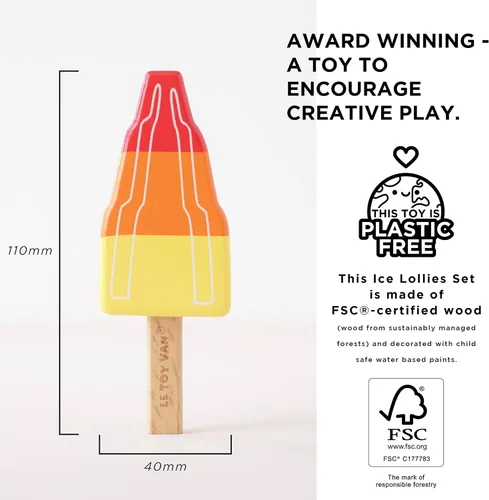 Miniatura 5 de Le Toy Van Honeybake Collection - Juego de paletas de hielo, juguetes de madera de primera calidad para niños a partir de 3 años (TV284)