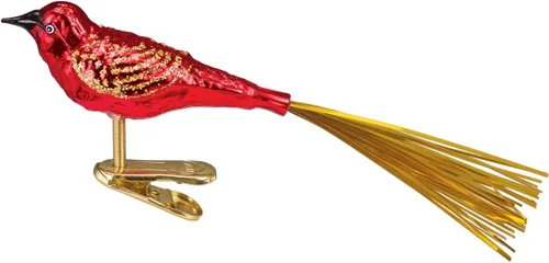 Miniatura 19 de Old World Christmas Baltimore Oriole - Adorno de vidrio soplado para árbol de Navidad, decoración navideña artesanal, colección de clips