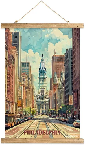 Miniatura 39 de Buenos Aires Argentina - Póster artístico de pared, impresión vintage de viaje con monumento a Obelisco, rollo colgante de lienzo de lino con marco