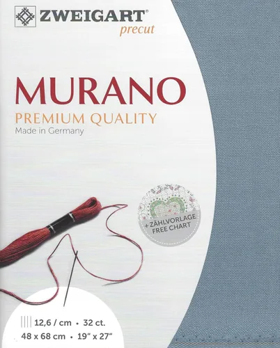 Wizardi Murano 32 unidades Blue Cloud 3984/5106. Lona de costura, tela de punto de cruz, paño de bordado, lienzo de aguja. 52% algodón. Zweigart