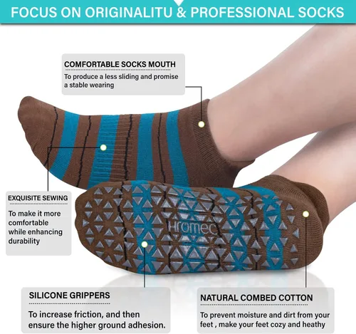 Miniatura 3 de Calcetines de yoga antideslizantes con agarres para pilates, ballet, barras, descalzos, calcetines antideslizantes para hospitales para mujeres