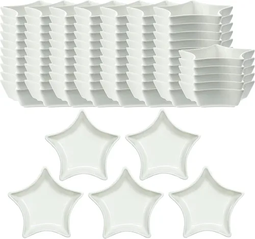 SOCOSY Plato de cerámica multiusos en forma de estrella blanca para condimentos, platos para sushi, aperitivos, platos para servir platos (juego de