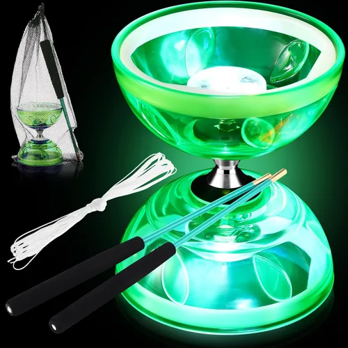 Miniatura 8 de Simgoing El juego de diábolo LED chino Yoyo incluye colorido juguete Diábolo iluminado profesional con 2 varillas de piezas, 1 cuerda y 1 bolsa
