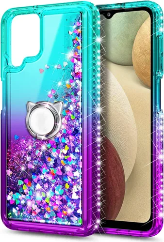 Miniatura 3 de NZND Funda para Samsung Galaxy A12 con protector de pantalla de vidrio templado (cobertura máxima), soporte de anillo/correa para la muñeca