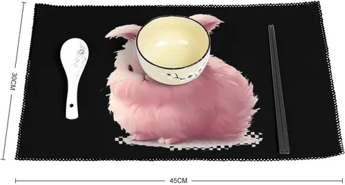 Miniatura 2 de Juego de 6 manteles individuales de conejo de angora, resistentes y lavables, para decoración de mesa de cena y fiesta
