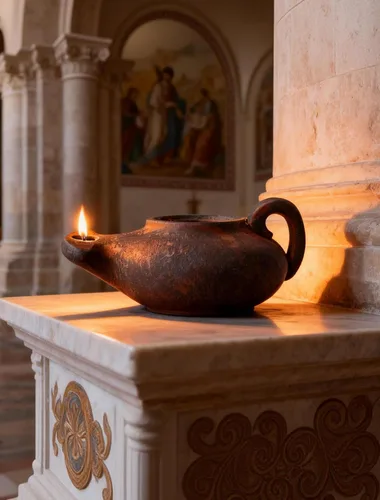 Miniatura 6 de Lámpara de aceite de arcilla hecha a mano, linterna bíblica de oración de estilo antiguo, regalo cristiano y decoración del hogar
