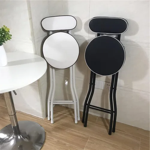 Miniatura 4 de Taburete de bar plegable con respaldo, taburetes de bar de piel sintética, taburetes redondos para mostrador de cocina, silla de comedor, taburete